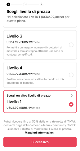 Prezzi abbonamenti TikTok